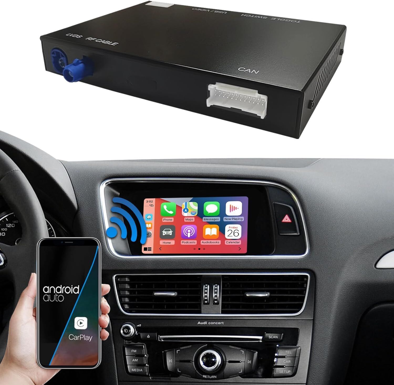 Audi A4 A5 S4 S5 (2009-2015) ve Q5 (2009-2017) için 2G MMI/Kablosuz CarPlay Android Auto  Kiti | CarPlay Arayüz İnterface Box, MirrorLink Desteği